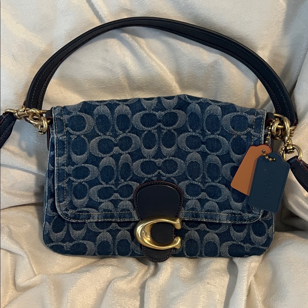 Coach Soft Tabby Signature  Denim CA105 Blue Signature Shoulder Bag